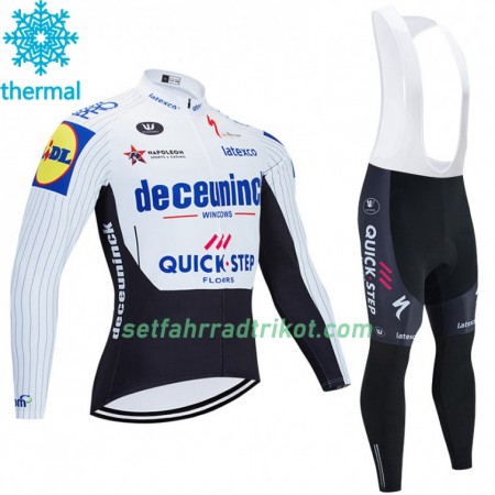 Radbekleidung Radtrikot Langarm + Lang Trägerhose 2020 Deceuninck-Quick-Step Winter Thermal Fleece N004